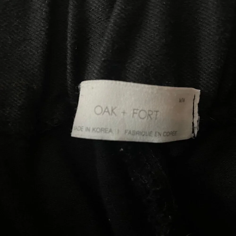 Oak + Fort Full Length Twill Wide Leg Pant (Cropped w/ Raw Hem) - Picture 5 of 5